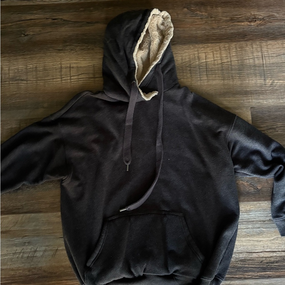 Aerie Black Hoodie with Cream Lining